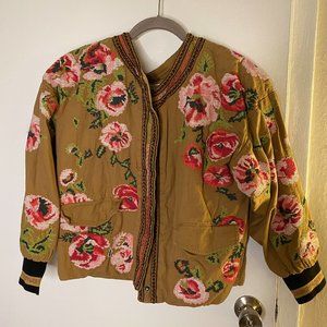 Anthropologie Embroidered Bomber Jacket